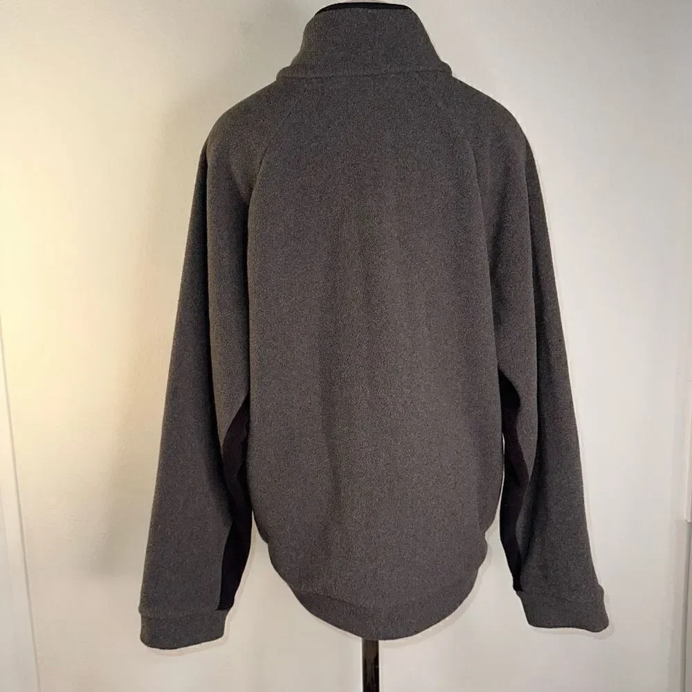 Eddie Bauer Mens Gray Black Fleece Pullover Sweatshirt 1/4th Zip Turtleneck Cozy